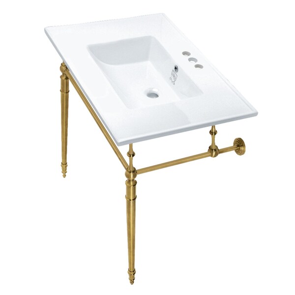 Fauceture KVPB31227W4BB Edwardian 31" Console Sink Set, White/Brushed Brass KVPB31227W4BB - main